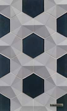 Contourz Fanfare Hex Grayce & Old Fashioned Hex Cottage Blue Pearl