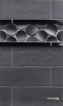 Graphite 3½ x 2½ Black Iron, Namibia Crescent Dark Silver, Ka-nu Liner Night Luster